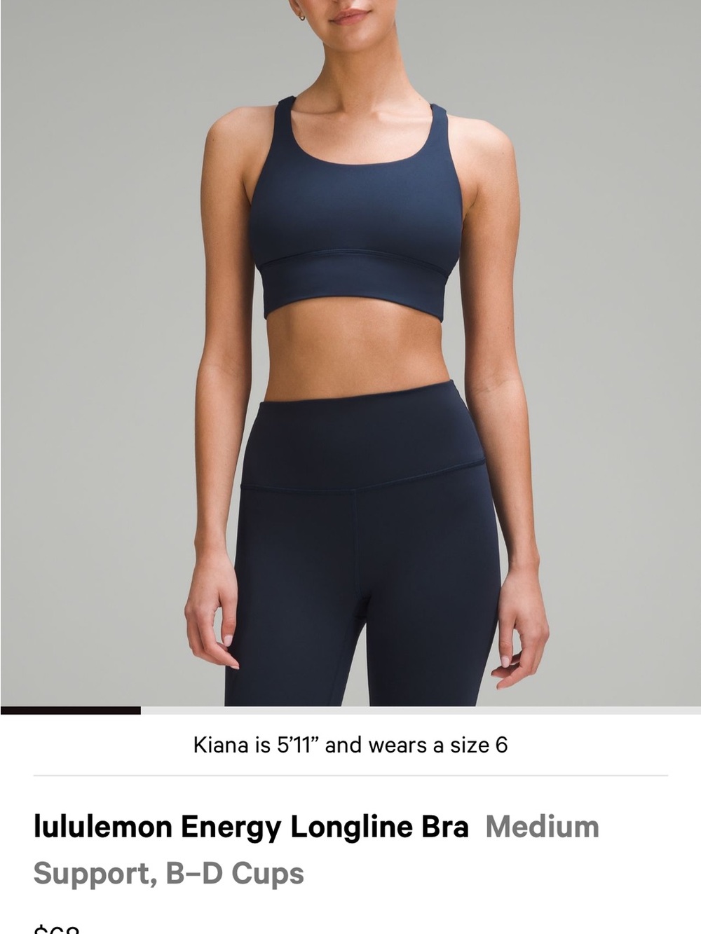 lululemon athletica Energy Longline Bra in Deep Navy